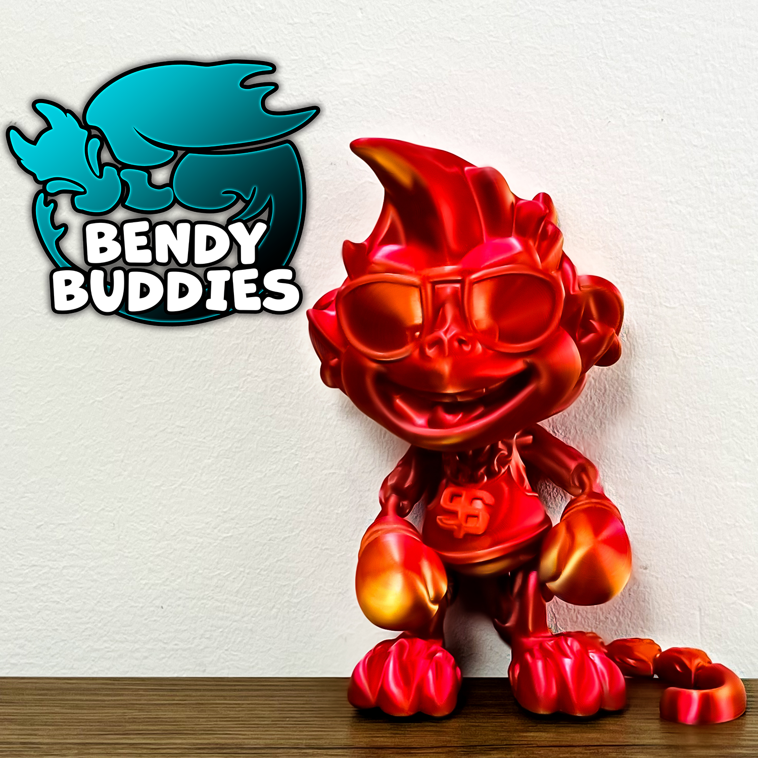 0025 - Bendy Buddies - Monkey Puck Boxer (with sunglasses and chain)