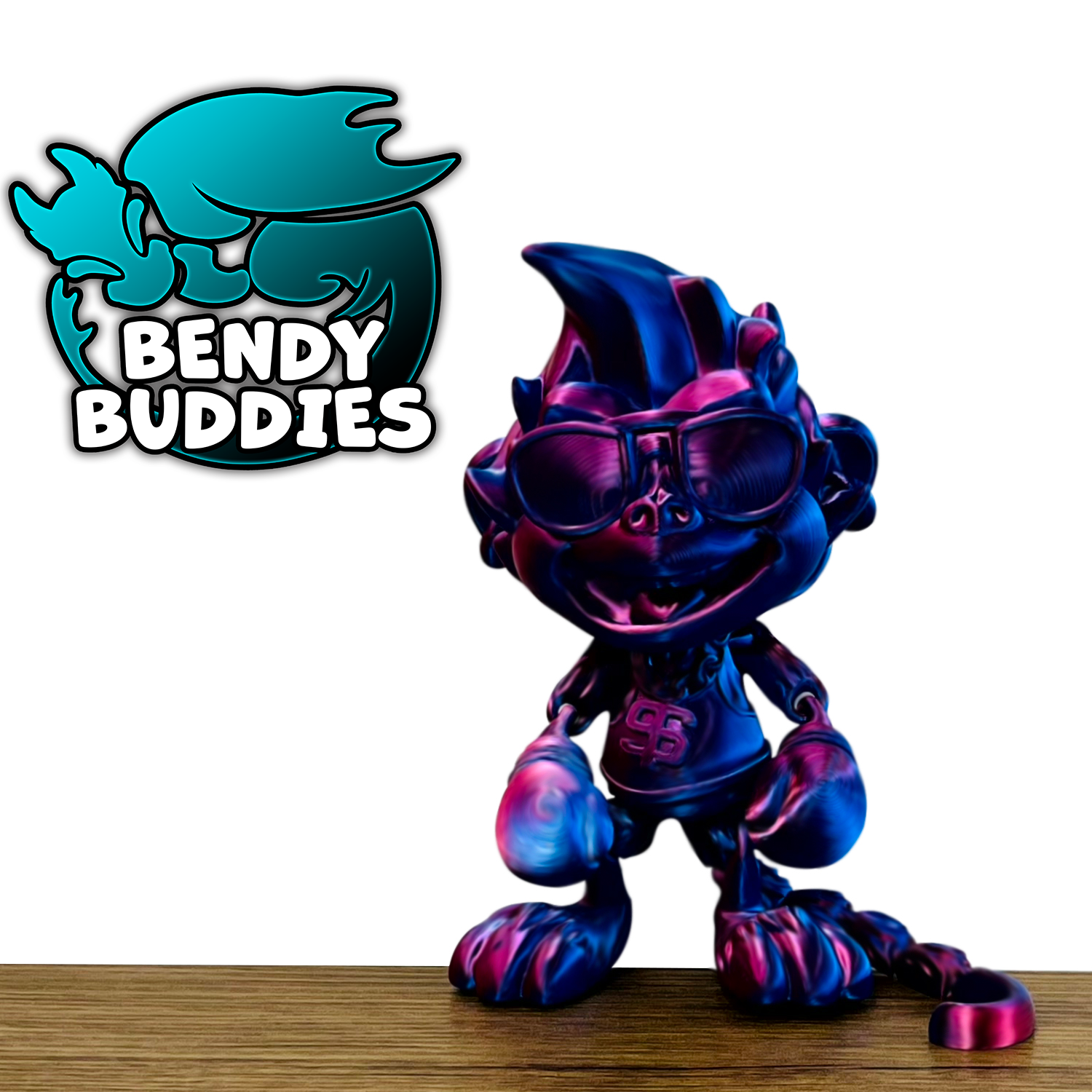 0025 - Bendy Buddies - Monkey Puck Boxer (with sunglasses and chain)
