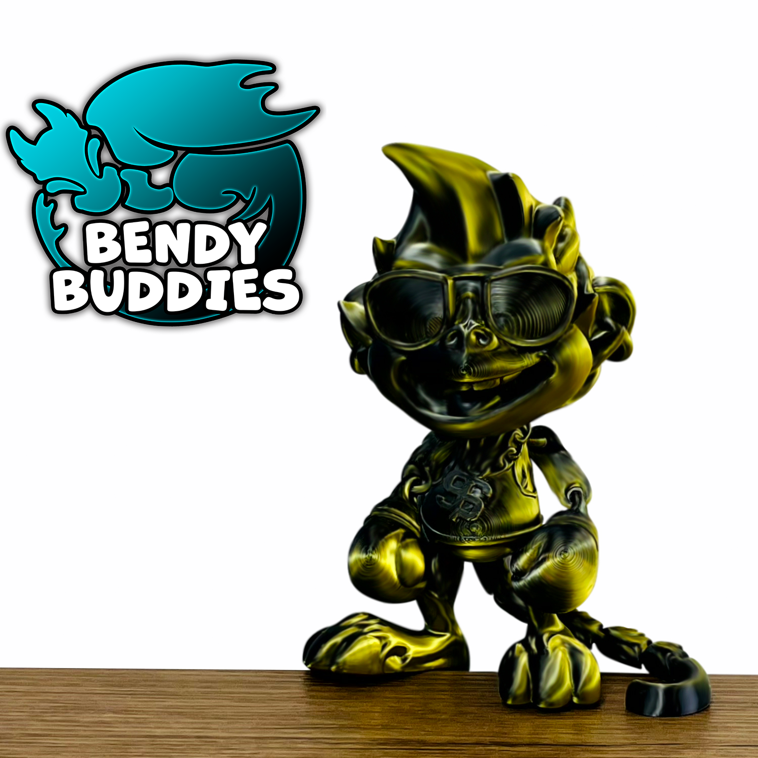 0025 - Bendy Buddies - Monkey Puck Boxer (with sunglasses and chain)