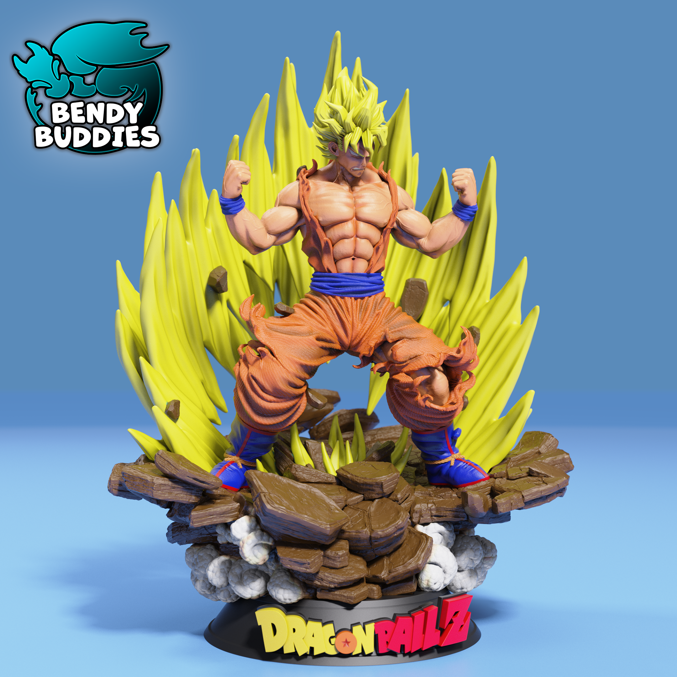 0053A - Bendy Buddies - Son Goku (Dragon Ball Z Fan Art) PAINTED
