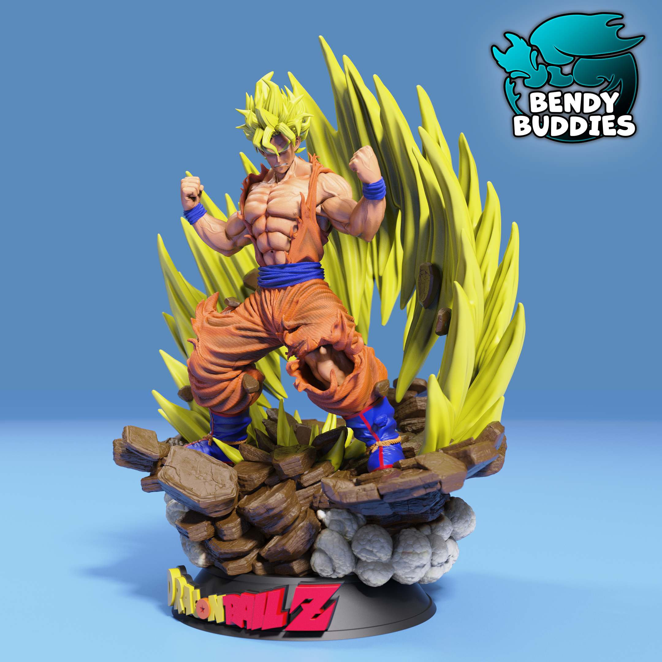 0053A - Bendy Buddies - Son Goku (Dragon Ball Z Fan Art) PAINTED