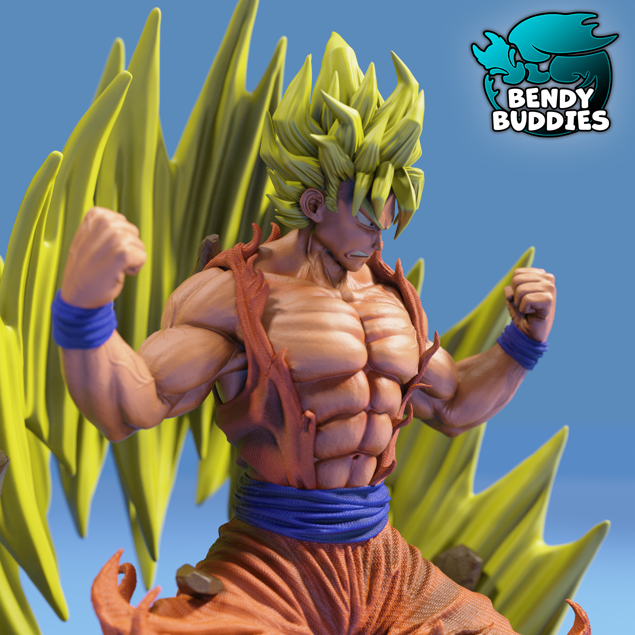 0053A - Bendy Buddies - Son Goku (Dragon Ball Z Fan Art) PAINTED