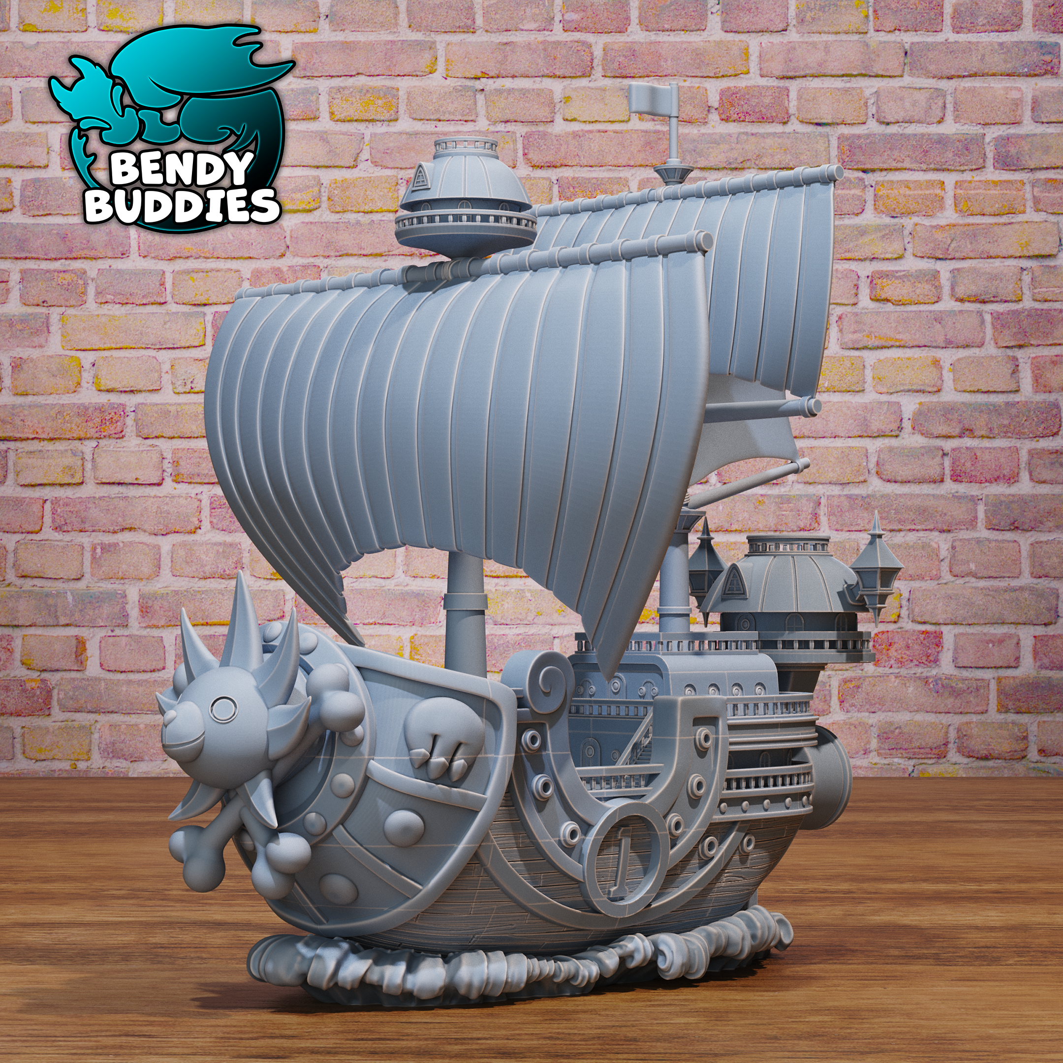 0057 - Bendy Buddies - Sunny Ship (One Piece Thousand Sunny Fan Art) UNPAINTED