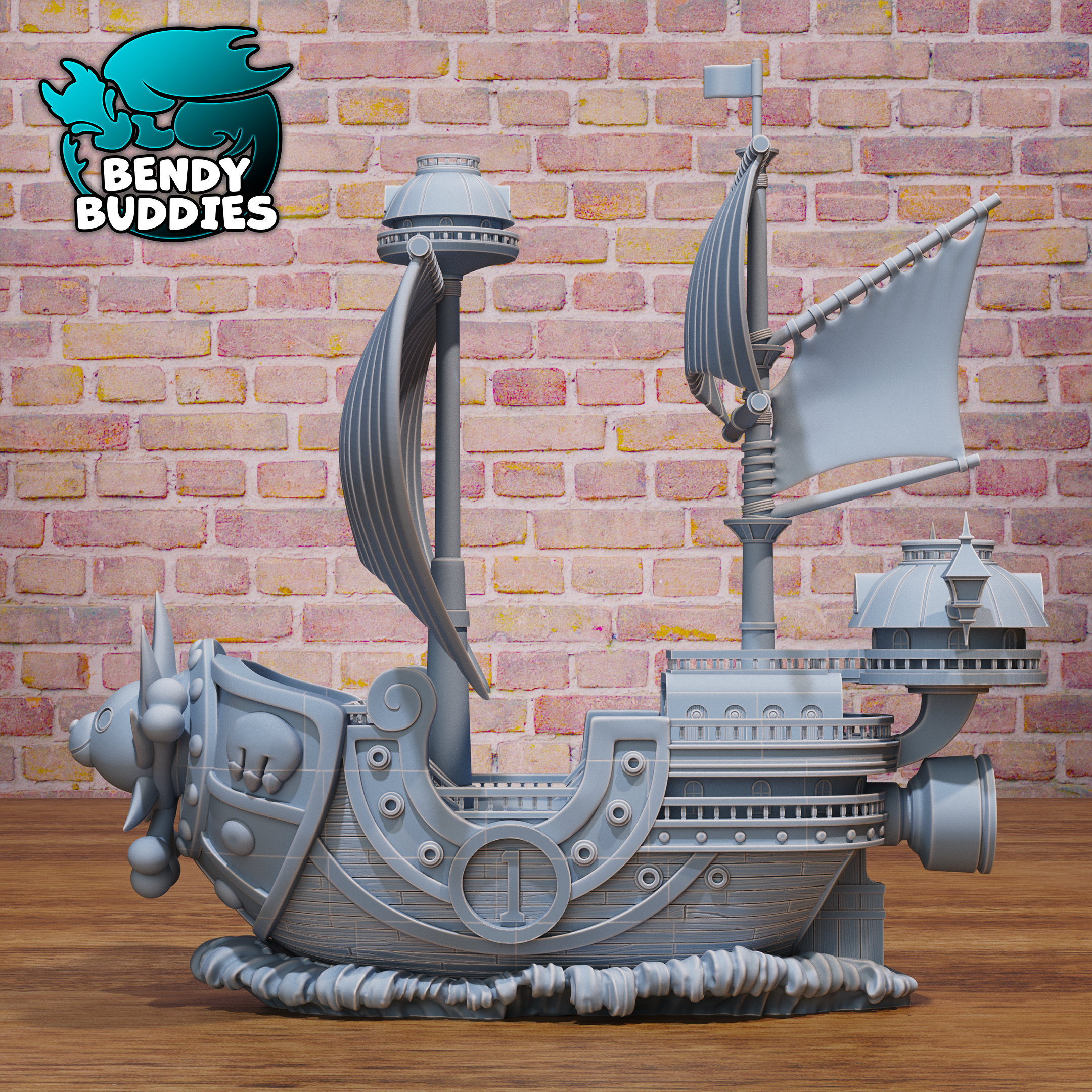 0057 - Bendy Buddies - Sunny Ship (One Piece Thousand Sunny Fan Art) UNPAINTED
