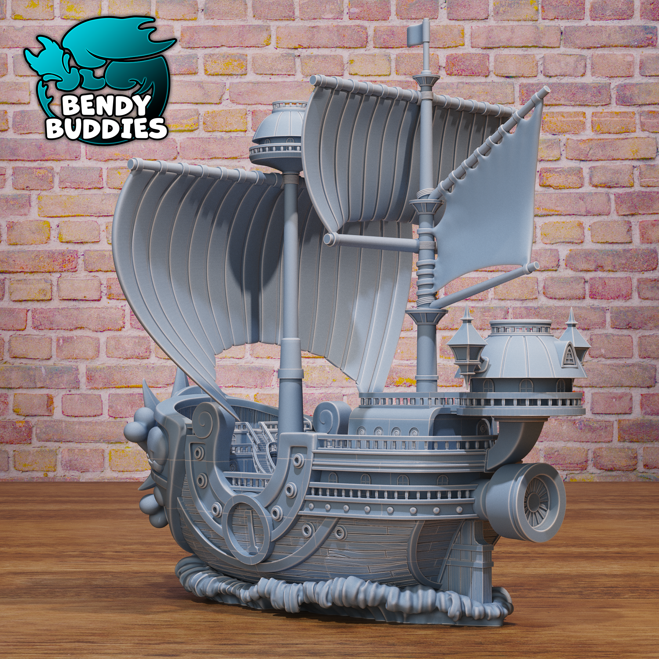 0057 - Bendy Buddies - Sunny Ship (One Piece Thousand Sunny Fan Art) UNPAINTED