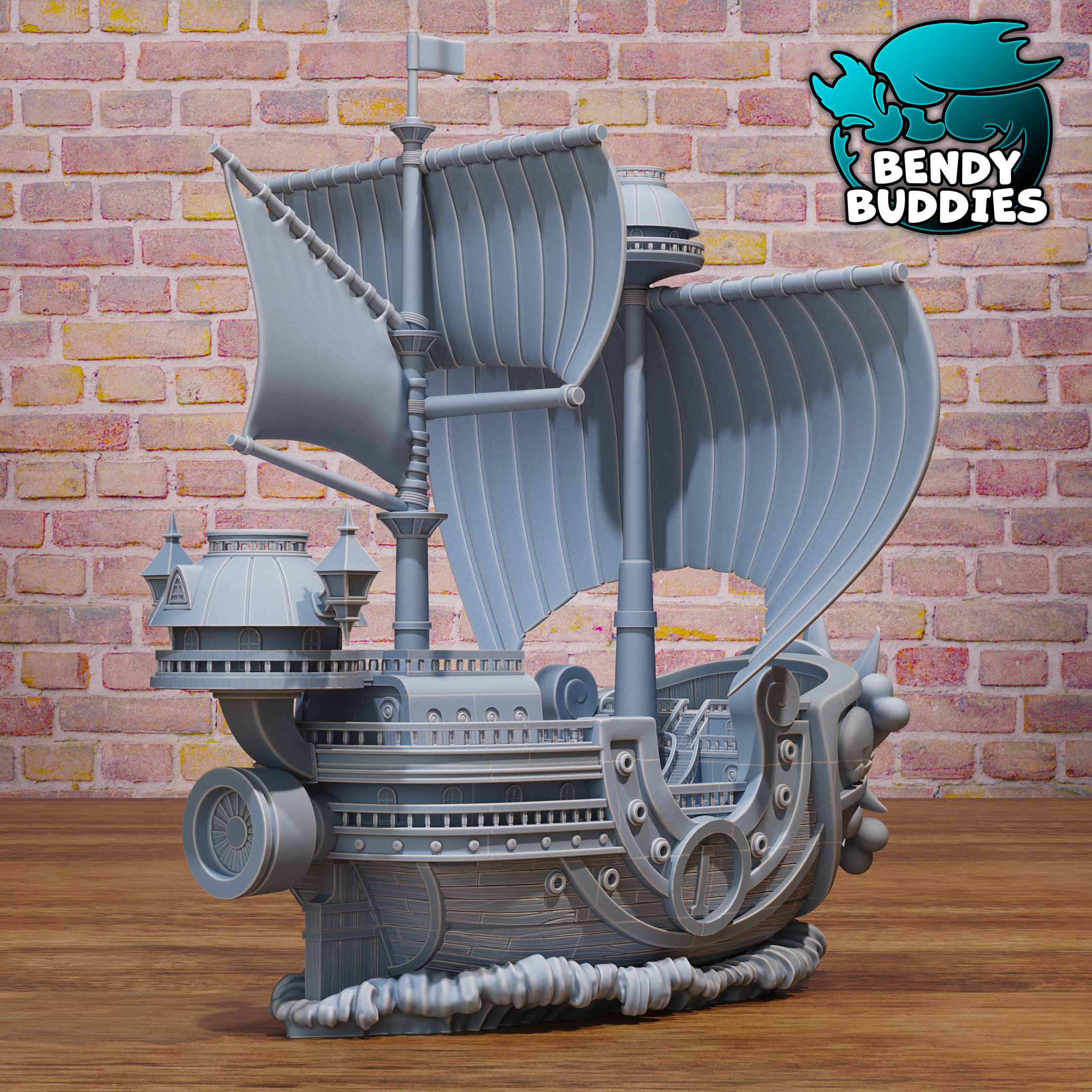 0057 - Bendy Buddies - Sunny Ship (One Piece Thousand Sunny Fan Art) UNPAINTED
