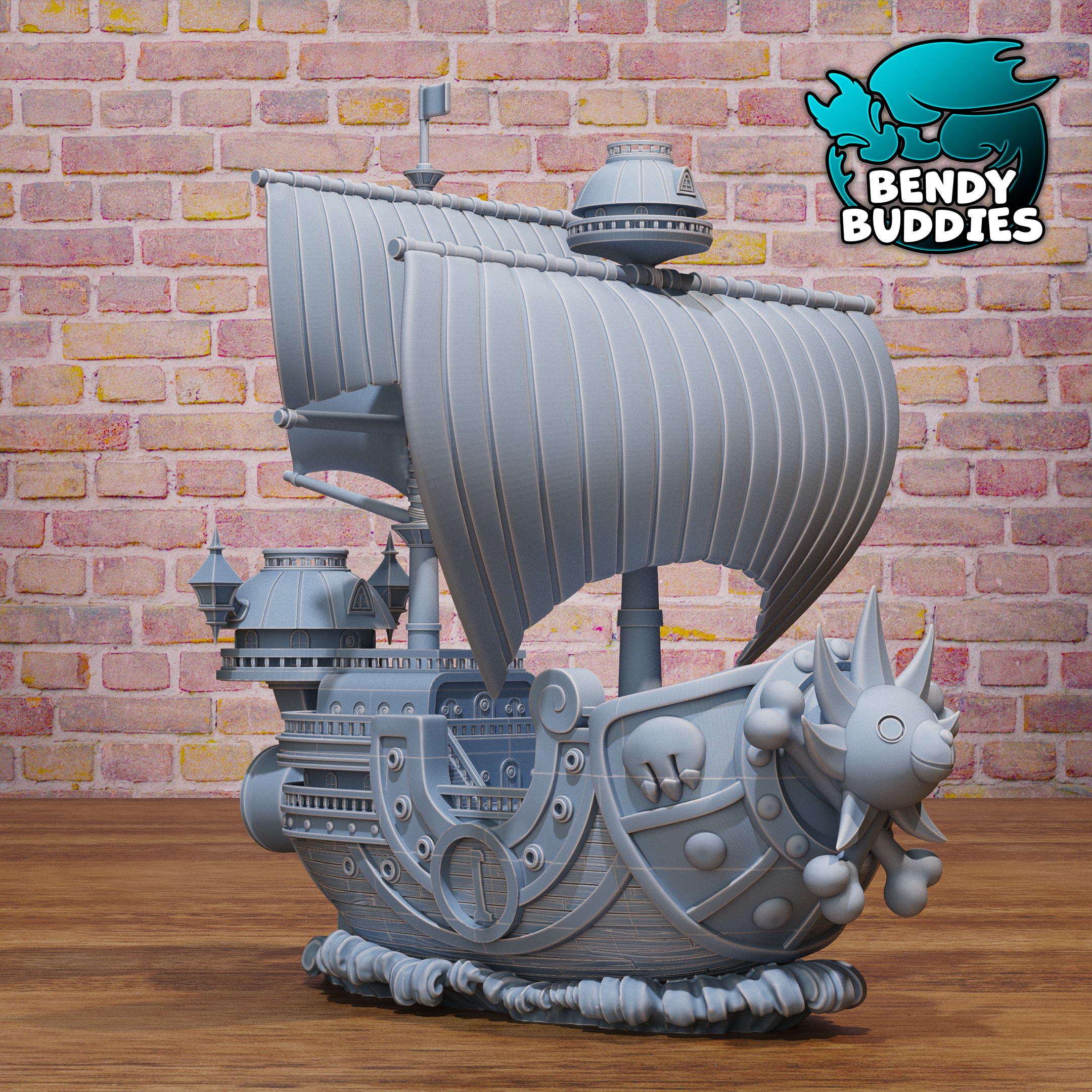 0057 - Bendy Buddies - Sunny Ship (One Piece Thousand Sunny Fan Art) UNPAINTED