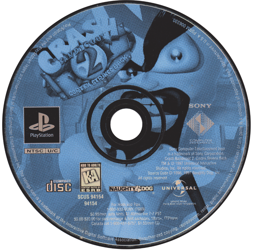 Crash Bandicoot 2: Cortex Strikes Back (Sony PlayStation, 1997)